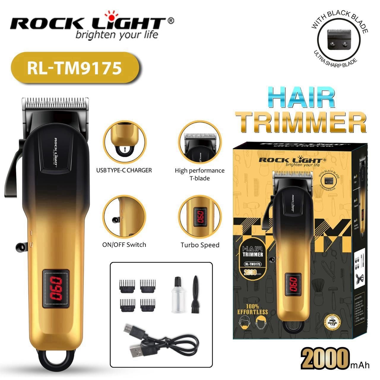 Rock Light RL-TM9175 Trimmer - 2000mAh, Turbo, T-Blade, LED