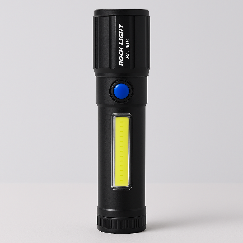 Rock Light RL-1168 LED Flashlight - 25W, Zoom, USB, Metal Body